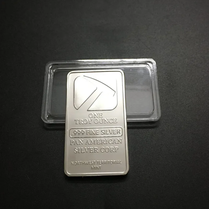 50 pcs Non magnetic Pan American Hammer bullion bar 1 OZ silver plated ingot badge 50 mm x 28 mm collectible decoration bars