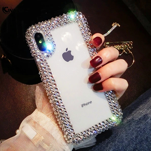 Suitable for Samsung S8 S9 Plus phone case luxury rhinestone soft edged diamond transparent crystal A6 A8 J6 J8 Plus 2018 coque