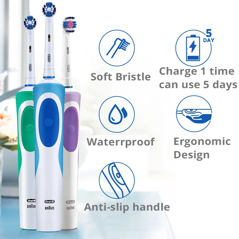 Oral B Electric Toothbrush D12 Vitality Rechargeable Adult Tooth Brush Whiten Teeth Rotation Clean Plaque Remove Stain Brush