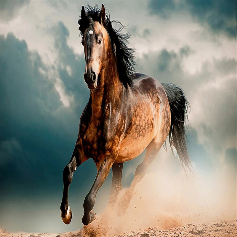 Running Horse 3D Stereo Animal Wallpaper Living Room TV Sofa Backdrop Wall Mural Classic 3D Non-Woven Moisture-Proof Wall Papers