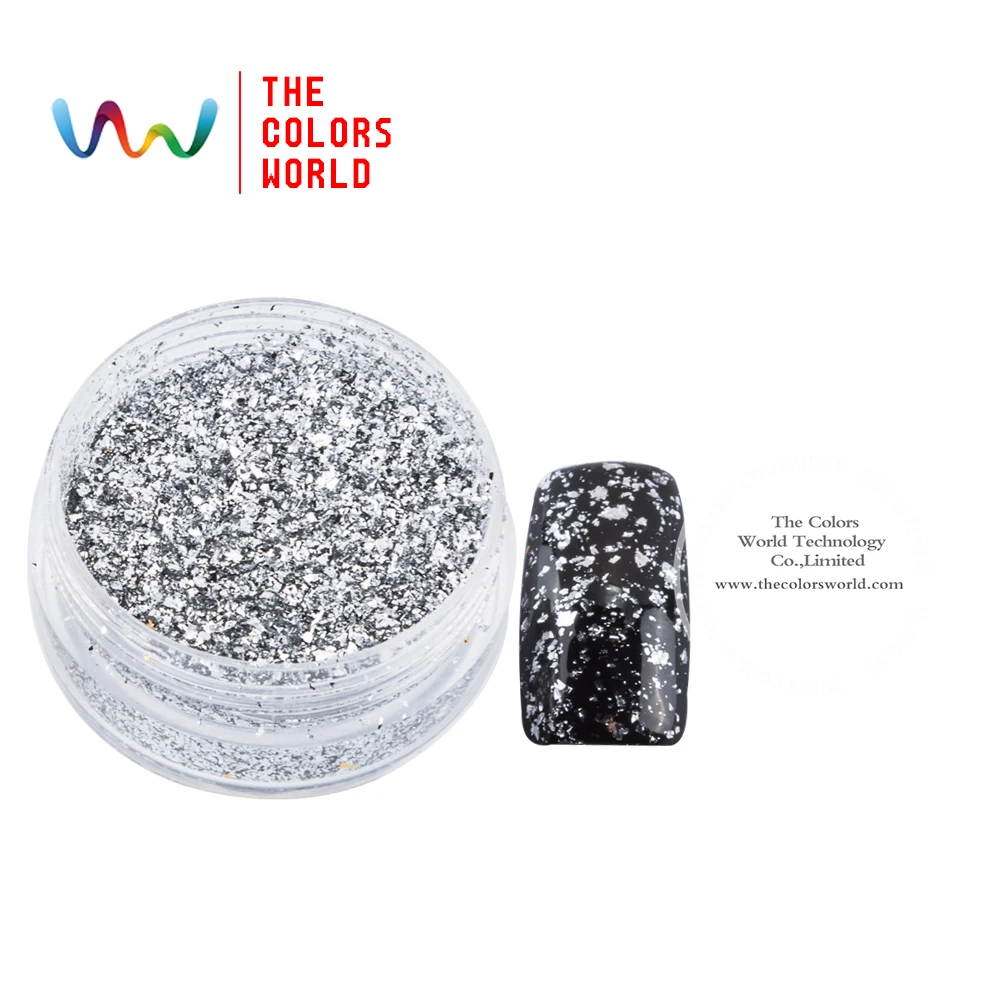 

TCWZ801 Metallic luster Silver Colors Flakes Magic Mirror Effect Powders Sequins Nail Gel Polish Chrome Pigment Decorations