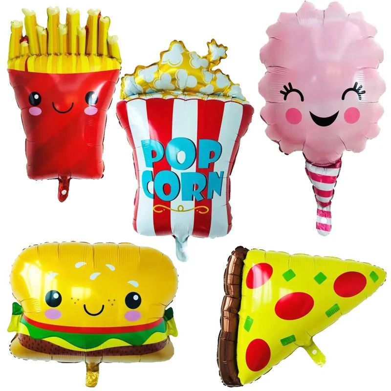 1PC New French Fries Ice Cream Pizza Hamburger Popcorn Aluminum Foil Balloon Birthday Party Decorations Kids Toy Supplies