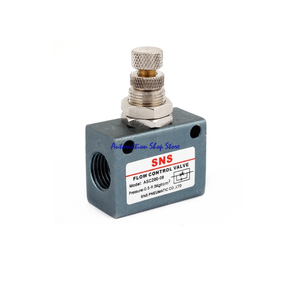 

SNS 1/4 NPT Thread Dia Metal Single Way Pneumatic Flow Control Valve ASC200-08