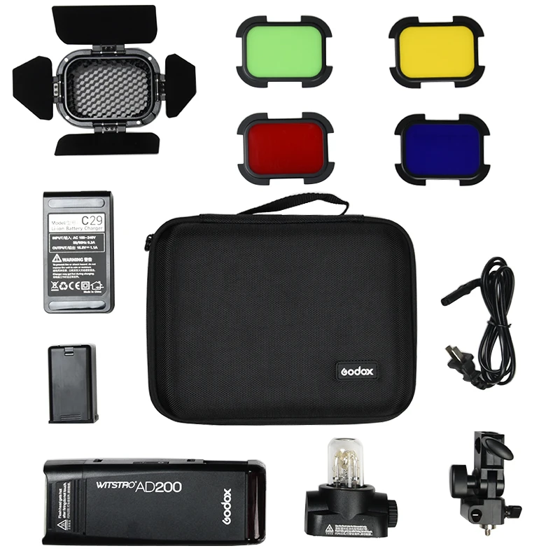 

GODOX AD200 TTL 2.4G HSS 1/8000s Pocket Flash Light Double Head 200Ws with 2900mAh Lithium Battery Flashlight Flash + AD-S11