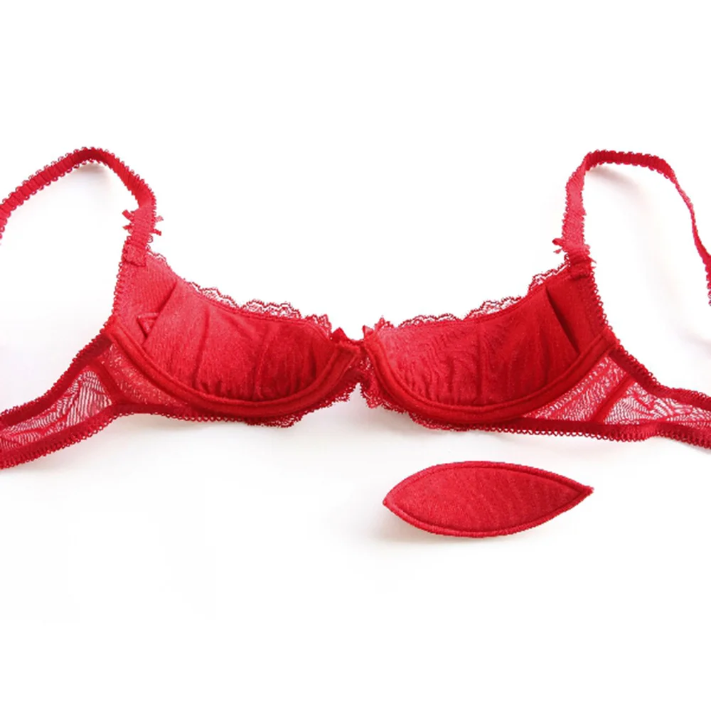 Sexy Women Lace Simple Solid Bra V-neck Unbuttoned Women\'s Push Up 2cm Bra Sexy lingerie Sponge Breast Bra Underwear