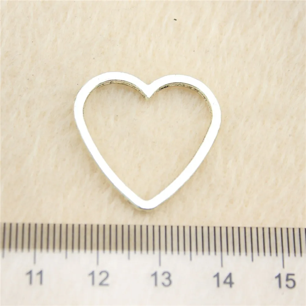 62pcs/lot 24*25mm ancient silver Hollow Heart charm Pendants DIY jewelry for bracelet necklace earring