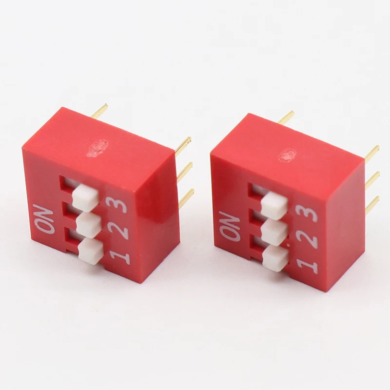 10PCS/Lot DIP Switch 3 Way 2.54mm Toggle Switch Red Snap Switch Wholesale Electronic