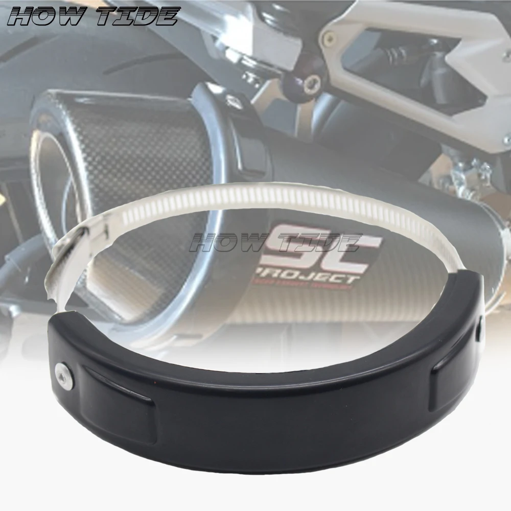 Protector de escape Universal para motocicleta, cubierta de lata para BMW F800GS, F700GS, K1200R, 100MM-140MM, ovalado/akrapovic