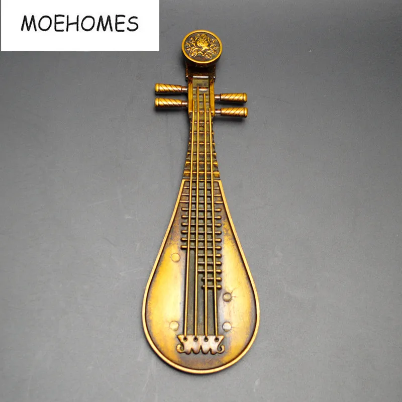 Chinese ancient Musical Instruments home decoration brass bronze crafts Pipa statue metal crafts