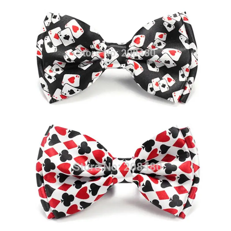 Bow Ties For Men Fashion Playing Card/Poker Red Black Tuxedo Dress Bowtie Party Formal Gift Wedding Shirts Cravat Drop Shipping