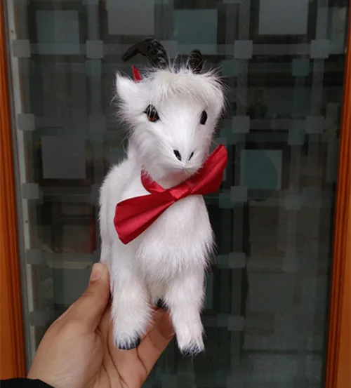 17x16cm Simulation Cute White Goat Toy Model Polyethylene & Furs Home Decoration Props Model Gift D259