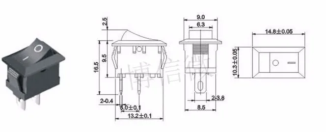 20Pcs/Lot New Black Push Button Mini Switch 3A-6A 110V 250V Kcd1-101 2Pin Snap-In On/Off Rocker Switch 10Mm*15Mm