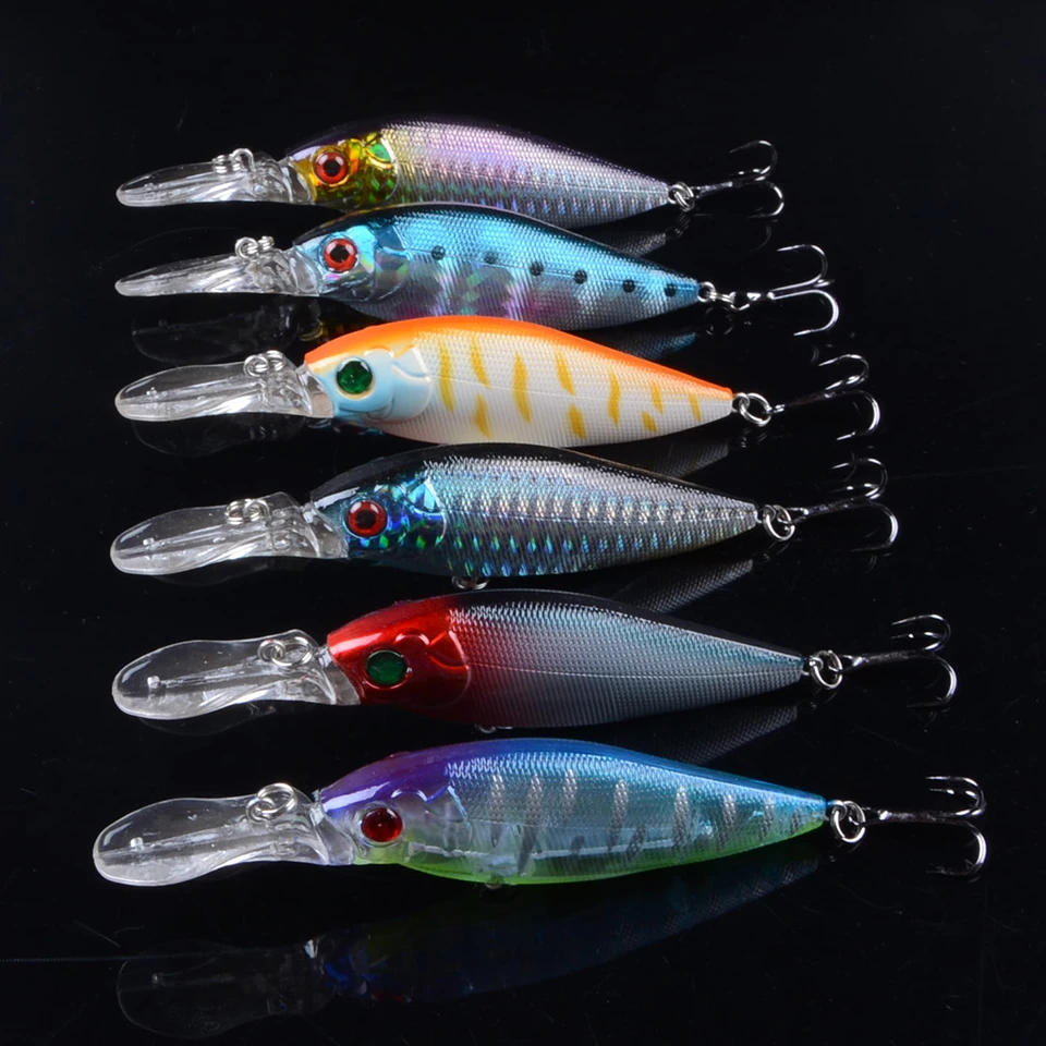 

6pcs 10.5cm 12.3g Hard VIB Lures Fishing Minnow Bait Treble Hooks Sinking Crankbait Wobblers Fishing Tackle 3D Eyes