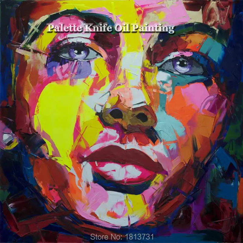 

Hand painted Francoise Nielly Palette knife portrait Face Oil painting Character figure canva wall Art picture14-32