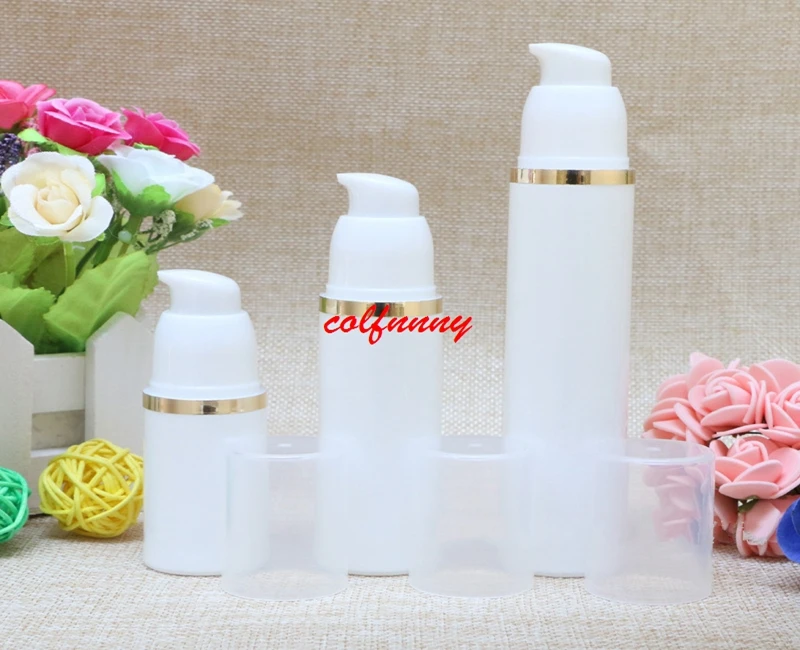 300pcs/lot White AS 15ml 30ml 50ml Airless bottle pump bottle Clean Cream jar lotion container cosmetic packaging F050205