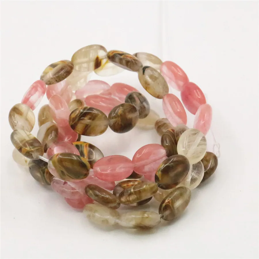 Fashion Natural Stone 10x14mm Multicolored Watermelon Tourmaline Oval Loose Beads 15" Hand Made jewelry making Wholesale Price image 4