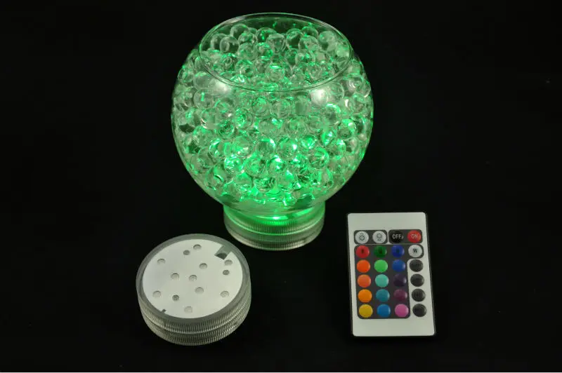 

50pcs/Lot !Battery operated Remote control 16colors Submersible LED light LED Vases Base Light for Wedding Celebration