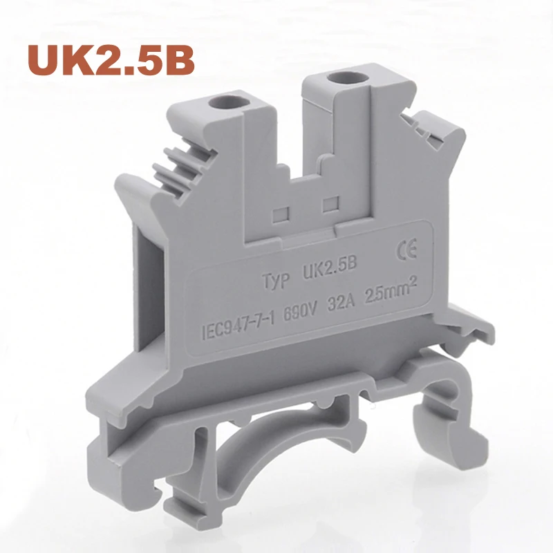 20/50/100pcs Din Rail Screw Terminal Block UK-2.5B Bornier Electric Wire Cable Terminals Blocks Connector Copper Morsettiera 32A