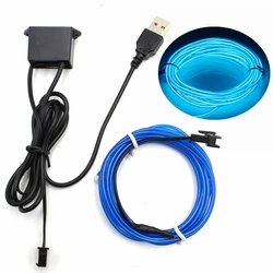 1/2/3/5/10m el fio com 5v usb controlador luz de néon lâmpada led flexível cintilação fulgor corda tubo fio impermeável tira conduzida