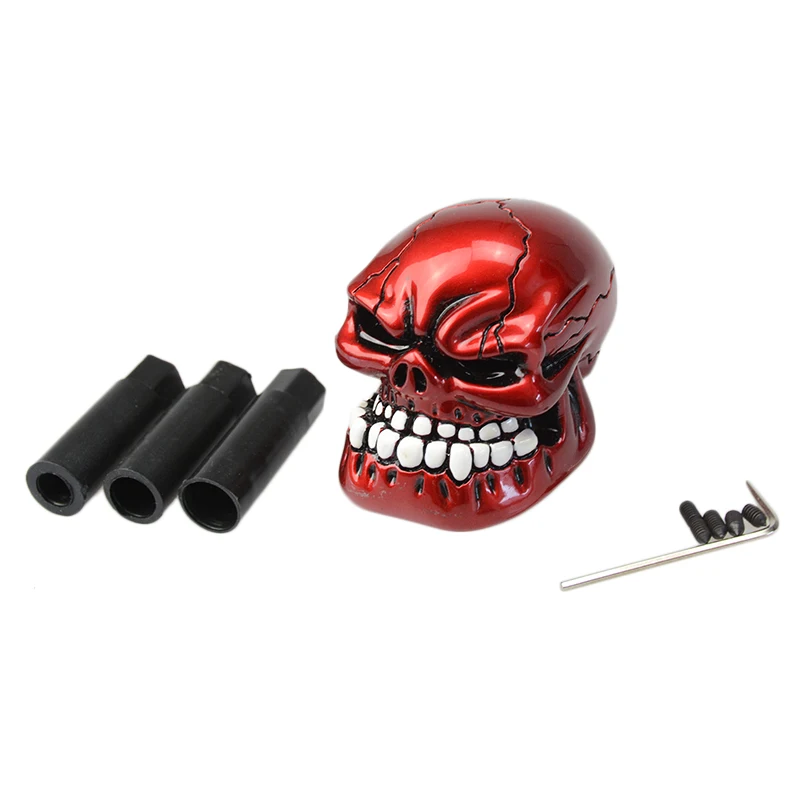 Universal red Manual Gear Stick Shift Shifter Lever Knob Car Manual Gear Stick Shifter Lever Knob Wicked Carved Skull Head Shape