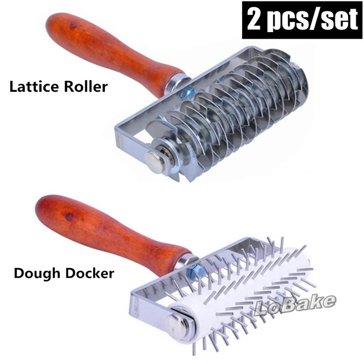 

2 pieces/set Pizza tool set roller Lattice & dough Net Docker Net Cutter Good magnetic stainless steel for kitchen accessories