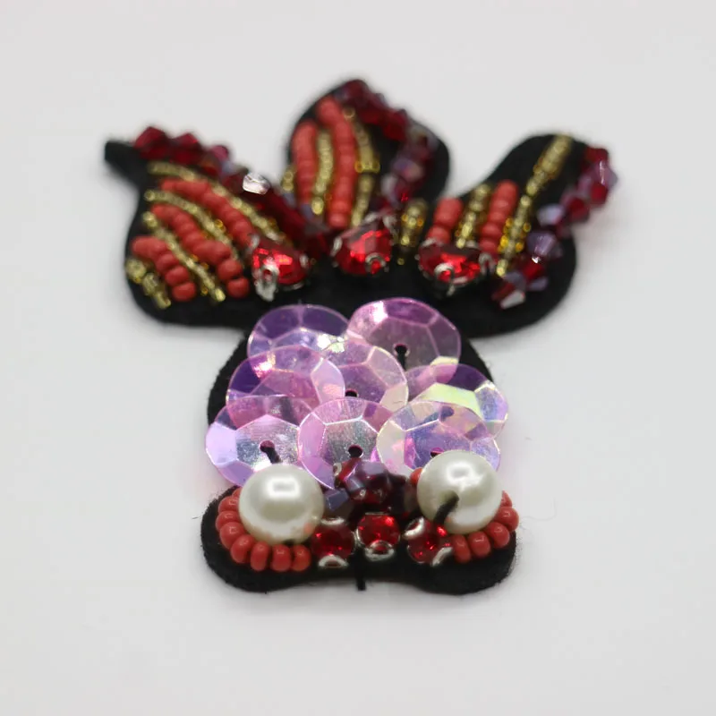 1pc 3D Handmade rhinestone beaded Patches for clothing DIY sew on goldfish Embroidery parches animals applique for clothes