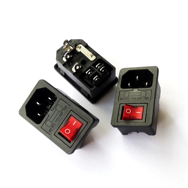 

NEW HIGH QUALITY Red Light Power Rocker Switch Fused IEC 320 C14 Inlet Power Socket Fuse Switch Connector Plug 10A 250V B2C