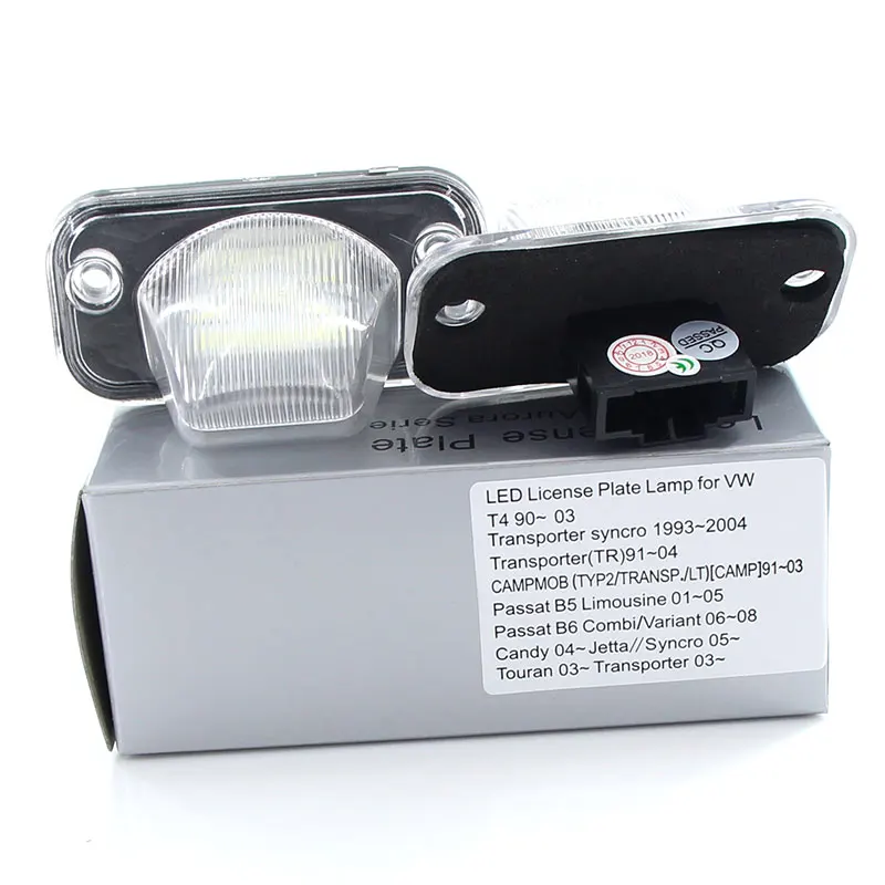 2x Error Free 18 SMD White LED License Plate Light Number-plate Lamp Auto Turn Signal For VW Transporter T4 Passat 1990-2003