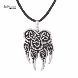 My Shape Viking Celtics Knot Wolf Claws Pendant Necklaces Men Women Nordic Bear Paw Charm Statement Necklace Choker Rope Chain