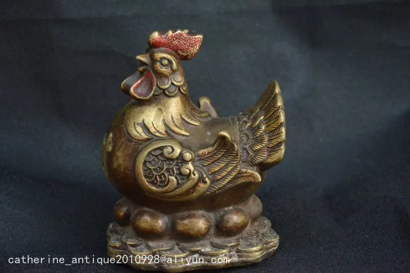 

Collectable Old Qing Dynasty Copper Rooster money statue,with mark,Handmade crafts,collection& adornment