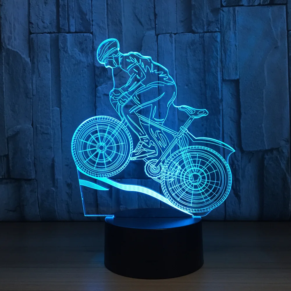 7 Colors Lamp USB 3D LED Lamp Mountain Bike 3D Night Lights Sleeping Lamp as Home Decoration New Year Gift For Friends