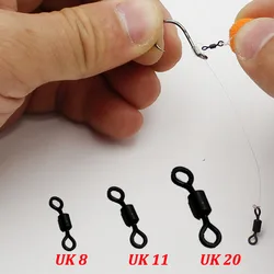 100PCS Carp Fishing Micro Rig Swivels for D-Rig Chod & Hinged Stiff Rigs UK 8 11 20 Matt Black Fishing Terminal Accessory
