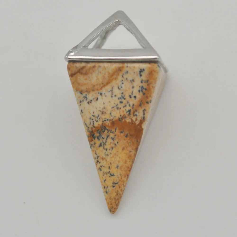 Imagem Jaspe Pedra Natural Gem Pingente Pêndulo Quadrilateral Joias S3211