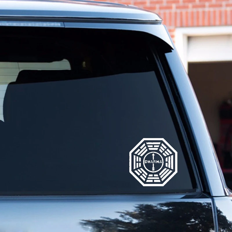 YJZT 15CM*15CM Lost Dharma Initiative Personality Vinyl Car Stickers Black/Silver Decoration Decal