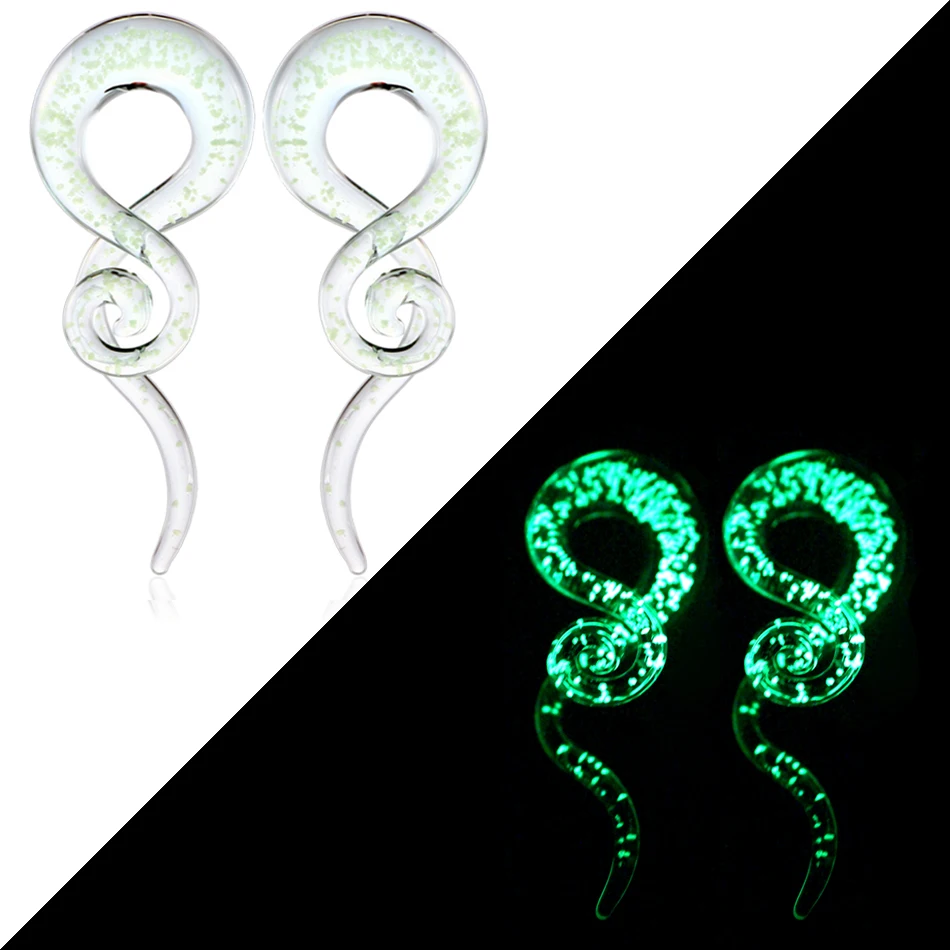 2Pcs Glow In The Dark Silicone Ear Plugs And Tunnels Piercing Expander Piercing Tunnel Ear Tunnels Stretchers Plug Ear Gauges