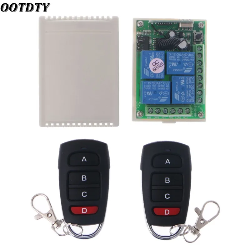 OOTDTY 24V 4CH Relay Wireless RF Remote Control Switch Receiver Module + 2 Transmitter