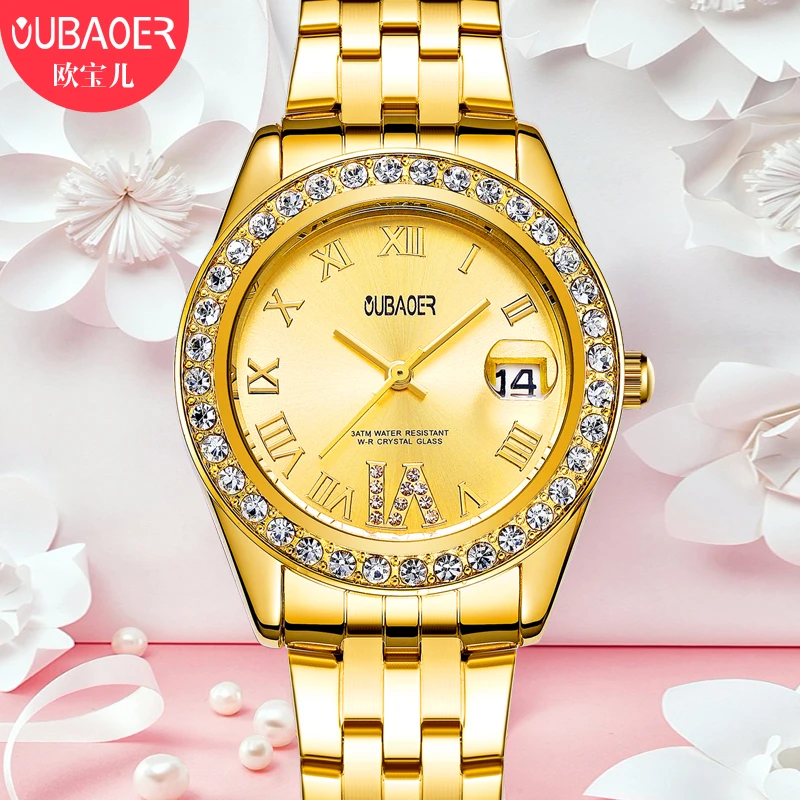 

OUBAOER New Famous Watch Women's Rhinestone Quartz Watch Relogio Feminino Women Wrist Watch Dress Fashion Watch Reloj Mujer