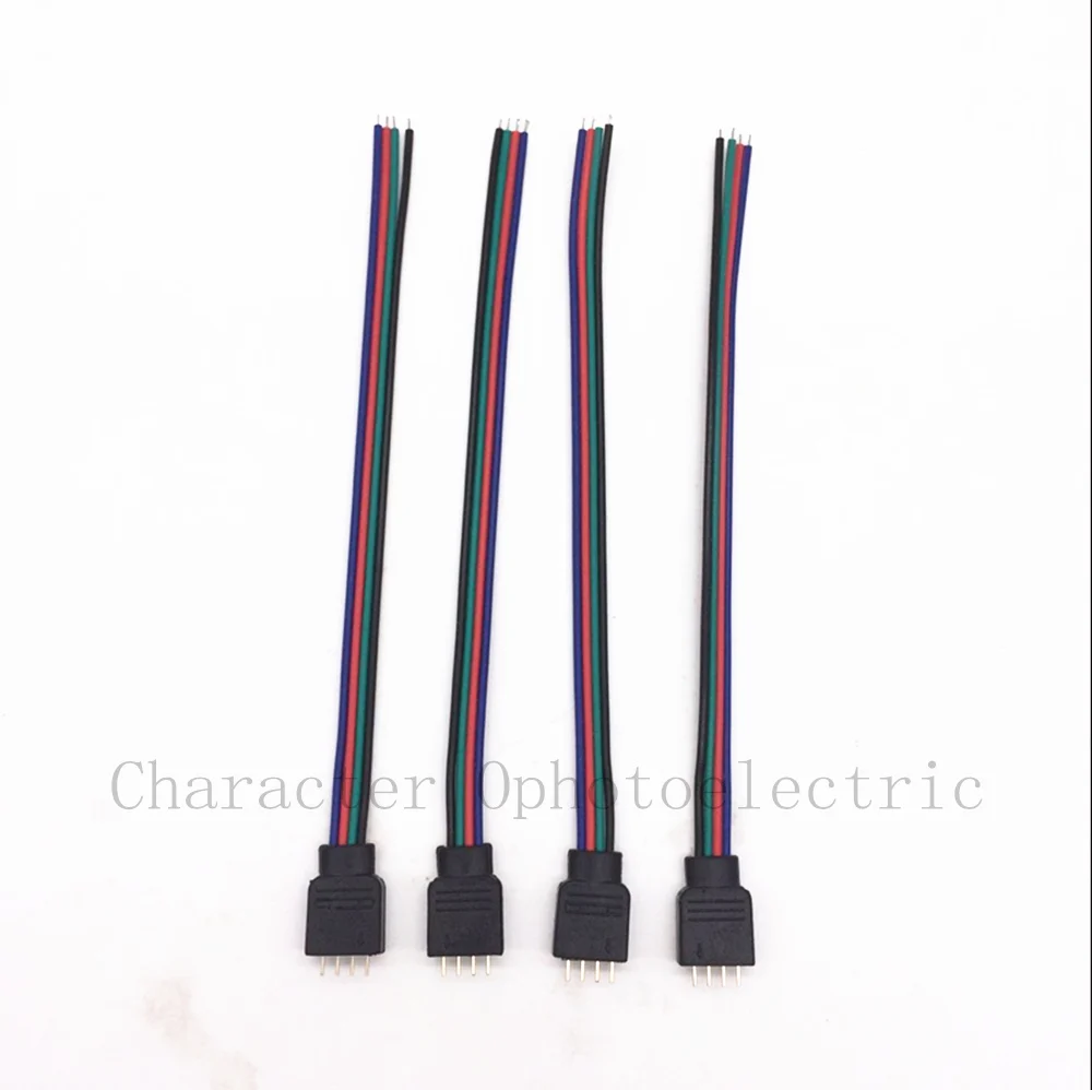 

10pcs/Lot 10cm RGB 4 pins Male Connector Wire Cable For 5050 3528 RGB Led strip, Male Type 4 Pin Needle Connector