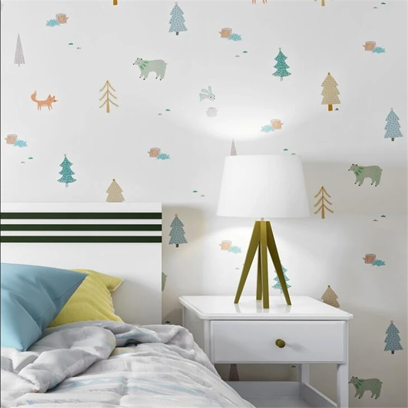 beibehang Children's wallpaper bedroom girl boy room Nordic style doodle cute animal Korean cartoon wallpapers papel de parede