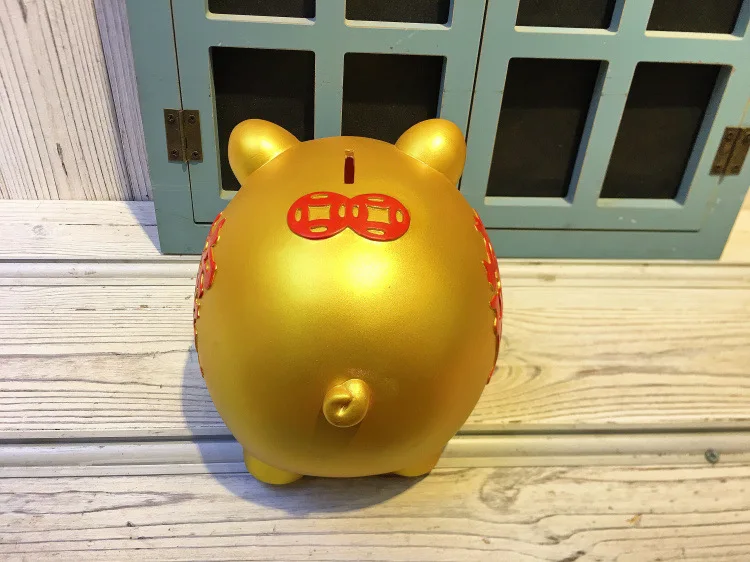 Large Golden Piggy Bank for Children and Adult, Creative Cartoon Piggy Bank, Anti-Falling Money Box, Year of The Pig, Gifts