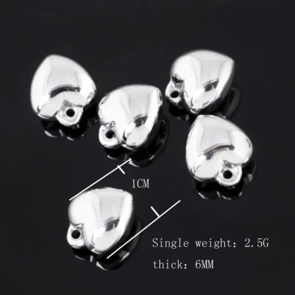 50pcs Solid heart charms stainless steel little pendant Jewelry finding for DIY  High polished accessories