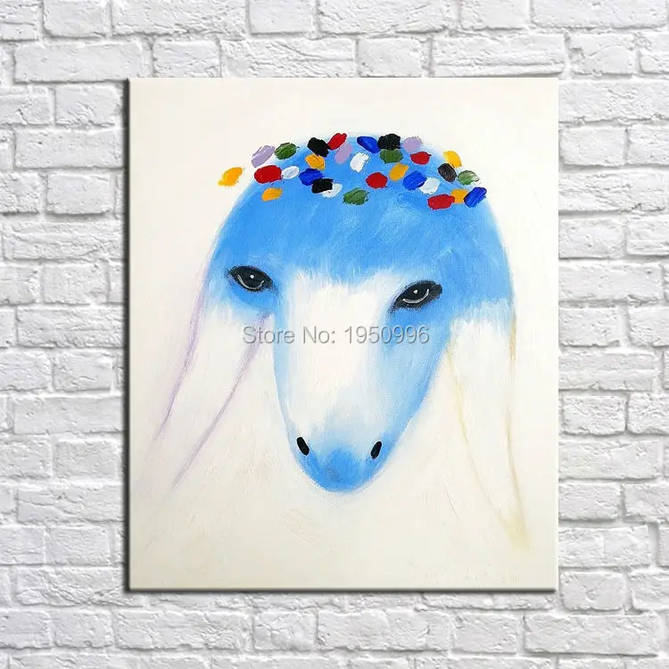 

Elegant Goats Girl Beautiful Blue Goat Princess Colorful Oil Painting Goat Wall Art Home Decor Wall Gift Hand Painted On Canvas