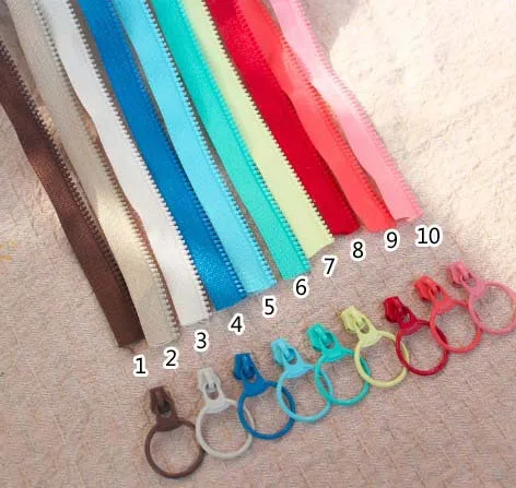 20 Yards 3# bidirectional Nylon Resin Zippers For Sewing DIY Bag Patchwork Accessories Unilateral two-tone zipper Gift 20 puller