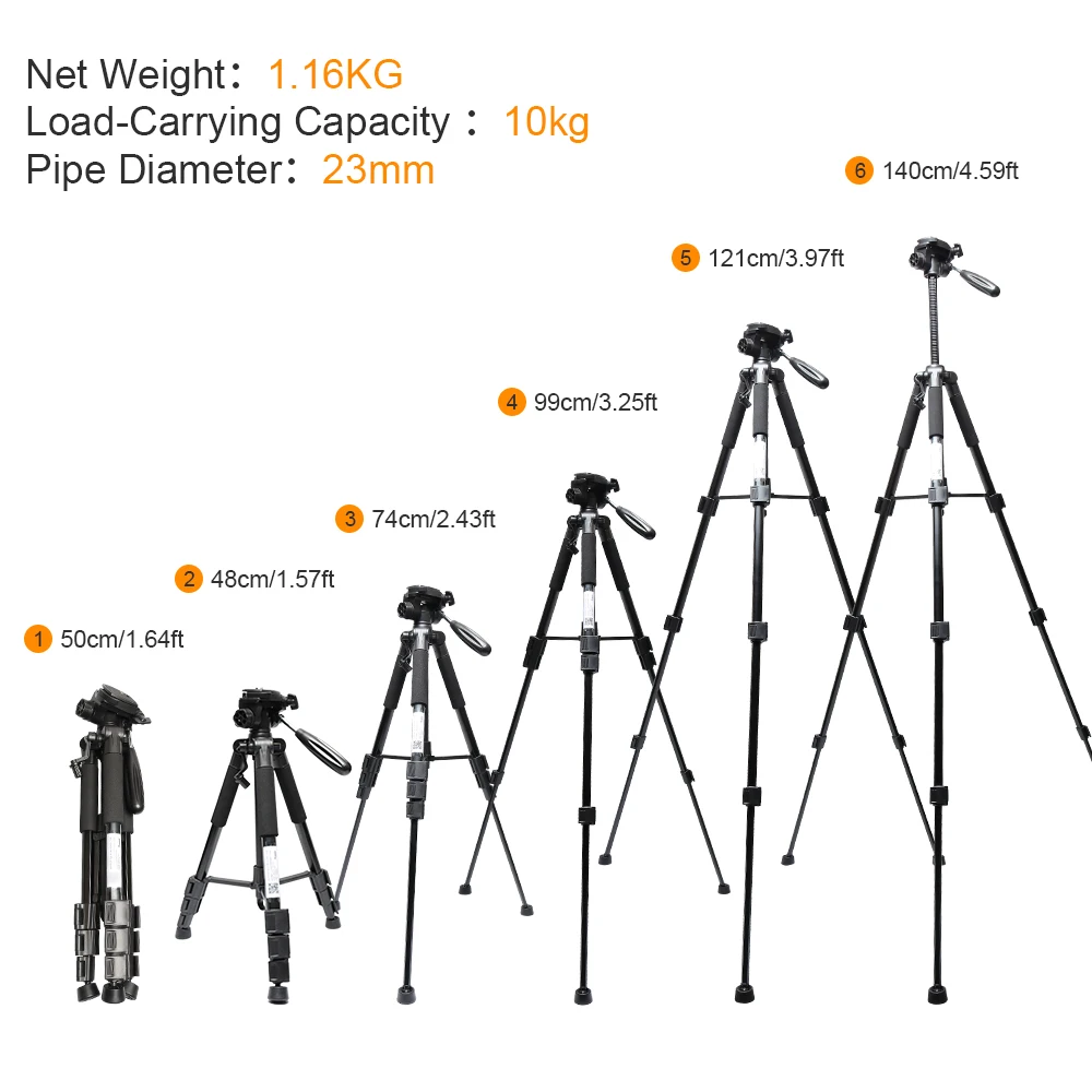 Huepar TPD14A Multi-function Travel Camera Tripod 56\