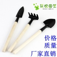 3pcs Fairy Garden Hand Tool Kit Shovel Spade Rake Wood Handle Sets Gardening Bonsai Accessories