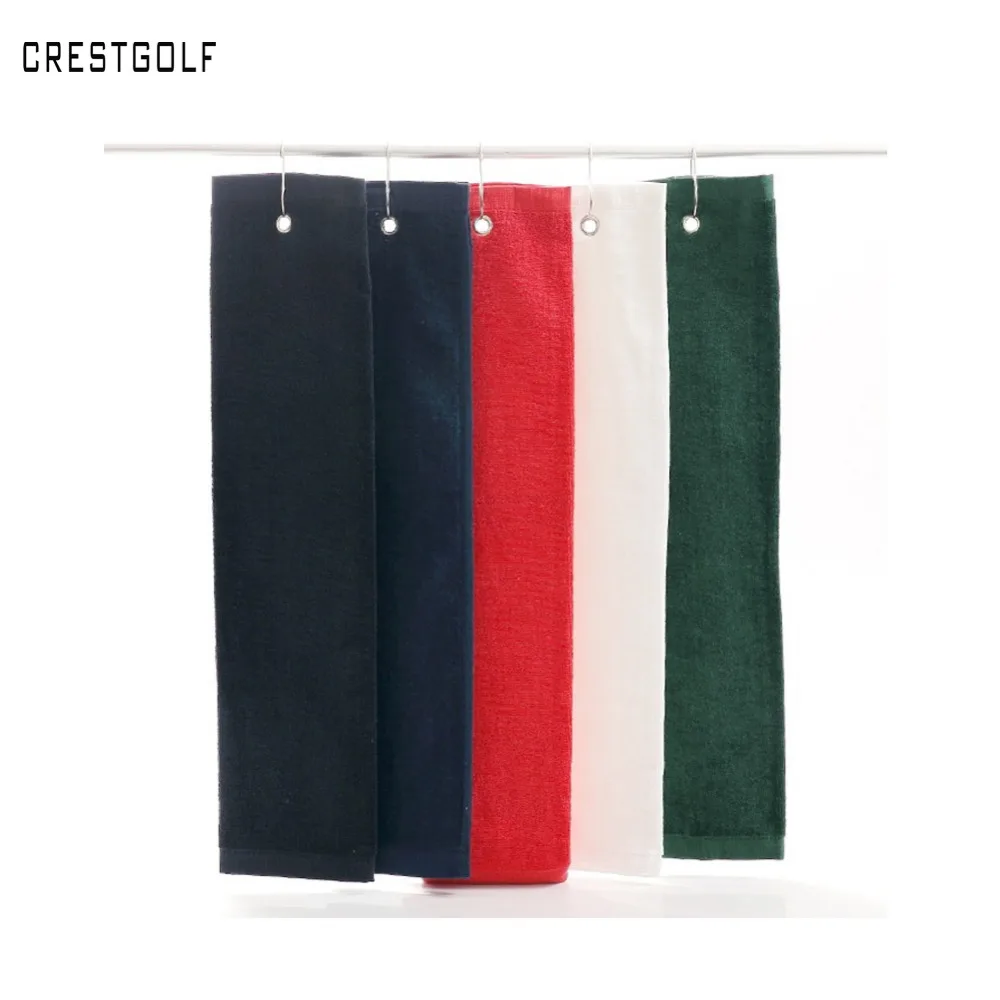 CRESTGOLF 2pcs/Pack 40*60cm Cotton Golf Towels with Mental Hook High Quality Sport Towel Soft Gym Towels