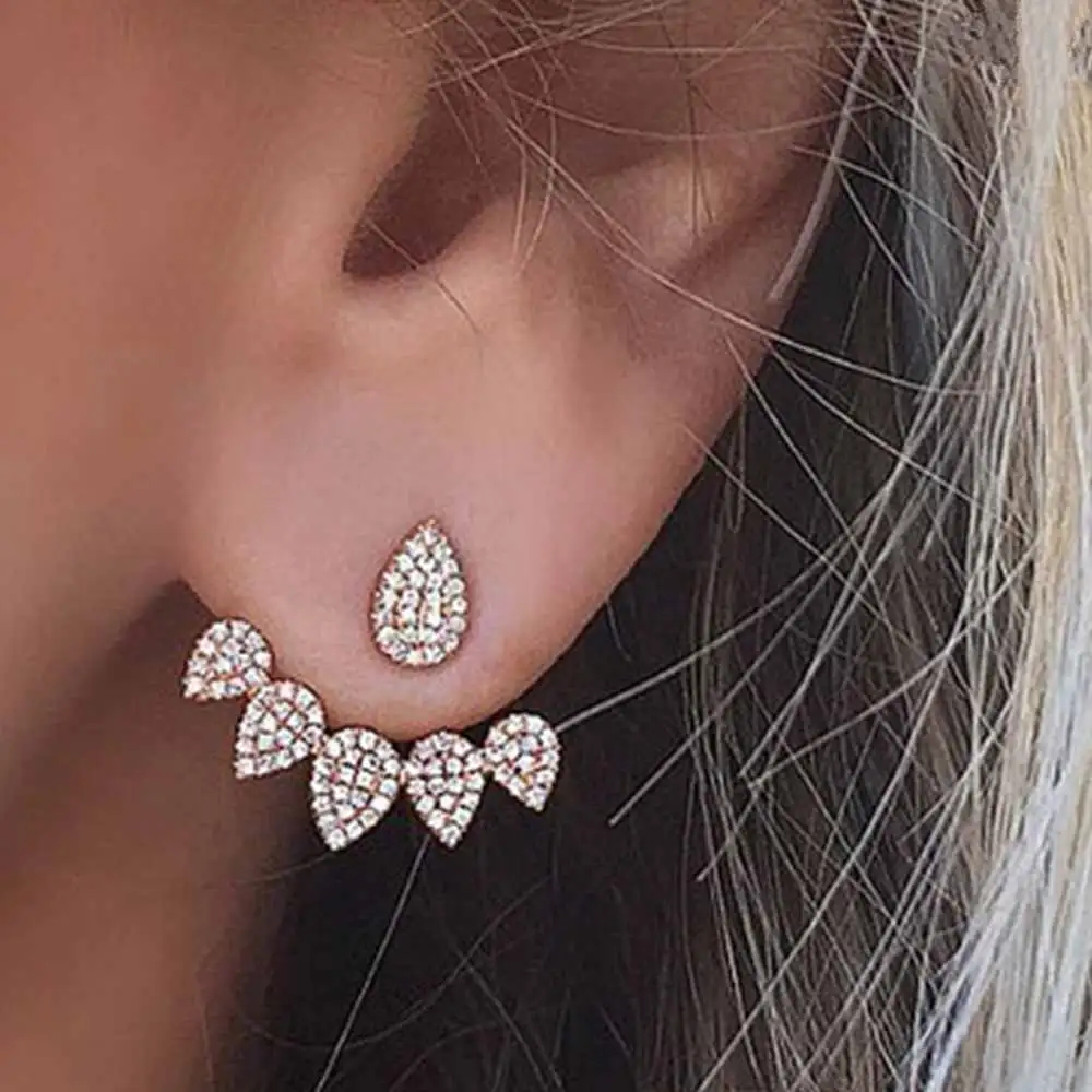 Korean Jewelry Zircon Pearl Heart Crystal Flower Angel Wings Geometry Stud Earrings For Women Statement Ear Jewelry Wholesale