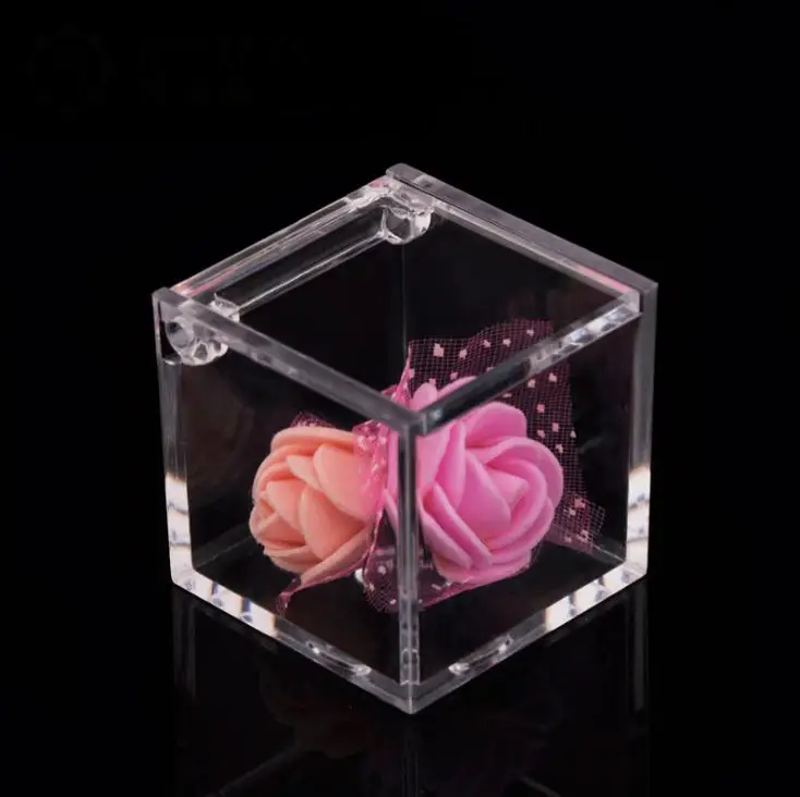 200pcs Food Grade Clear Plastic Square Box Candy Box Flip Transparent Gift Packing Case Wedding Favor Souvenirs SN289