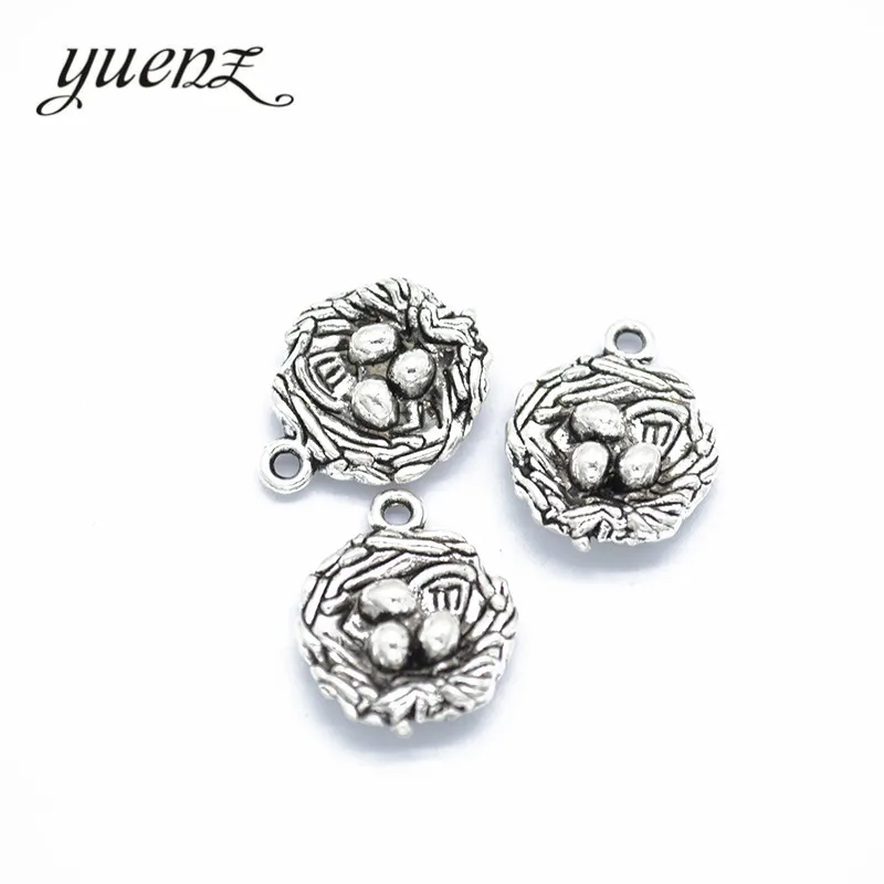 YuenZ 10 pcs Antique Silver color Bird nest Charm Pendant Bracelets Necklace Jewelry Findings Accessories Making 19*15mm D613