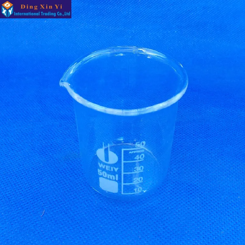 12pcs/lot 50ml Glass beaker Lab Supplies Chemistry Laboratory Borosilicate Glass Transparent Beaker Thickened with Spout